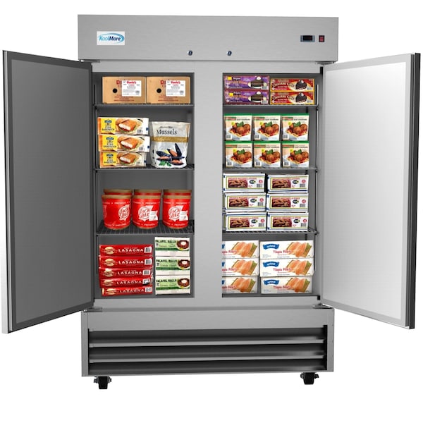 Koolmore - RIF-2D--SS  54" 2 Door Stainless Steel Upright Commercial Reach-in Freezer - 47 cu. ft () - RIF-2D-SS