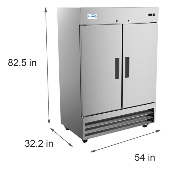 Koolmore - RIF-2D--SS  54" 2 Door Stainless Steel Upright Commercial Reach-in Freezer - 47 cu. ft () - RIF-2D-SS