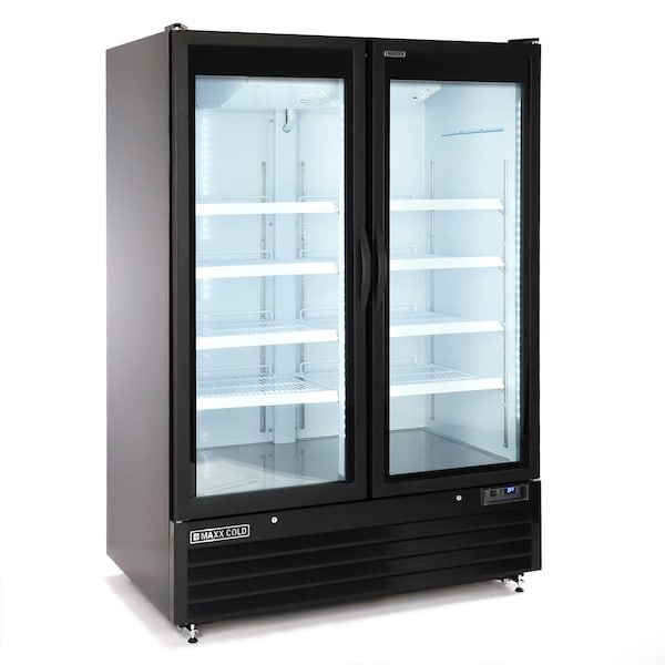 Maxx Cold Double Glass Door Merchandiser Freezer, Large, 54 in.W, 50 cu. ft., in Black - MXGDM-50FBHC