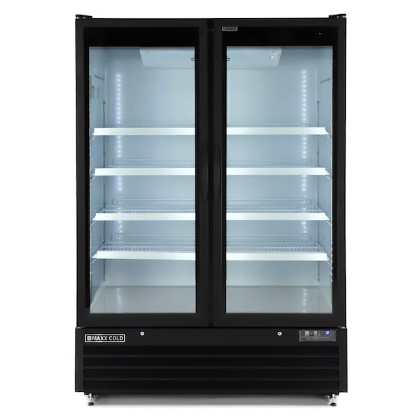 Maxx Cold Double Glass Door Merchandiser Freezer, Large, 54 in.W, 50 cu. ft., in Black - MXGDM-50FBHC