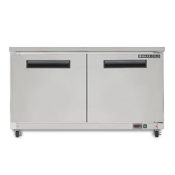Maxx Cold Double Door Undercounter Freezer, 60.3 in.W, 15.5 cu. ft. Storage Capacity, in Stainless Steel - MXCF60UHC