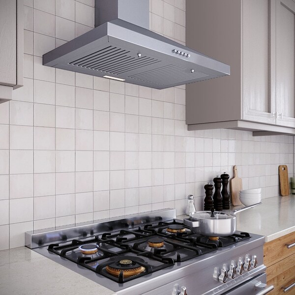 Streamline 30 in. Goffredo Convertible Wall 220 CFM Mount Range Hood in Brushed Stainless Steel - T-19-1-CL