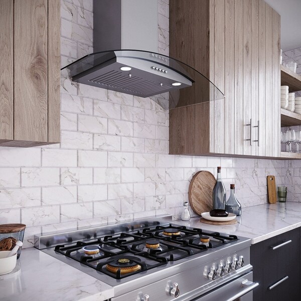 Streamline 36 in. Matteo Ducted Wall Mount 220 CFM Range Hood in Brushed Stainless Steel - T-8227-1-DT