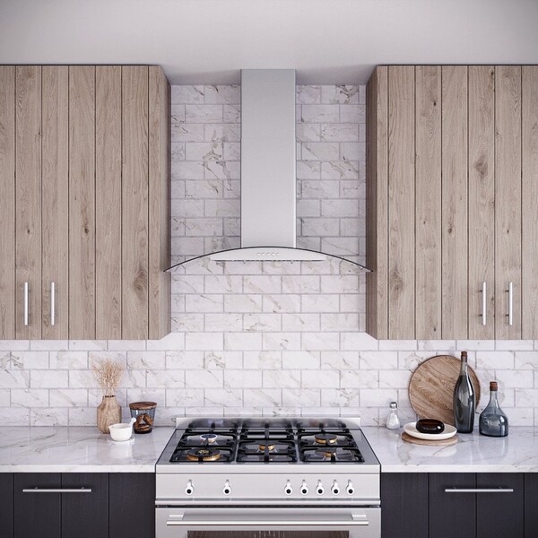 Streamline 36 in. Matteo Ducted Wall Mount 220 CFM Range Hood in Brushed Stainless Steel - T-8227-1-DT