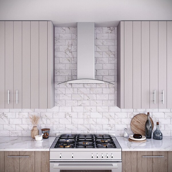 Streamline 30 in. Belluno Convertible Wall Mount 220 CFM Range Hood in Brushed Stainless Steel - T-883-1-CL