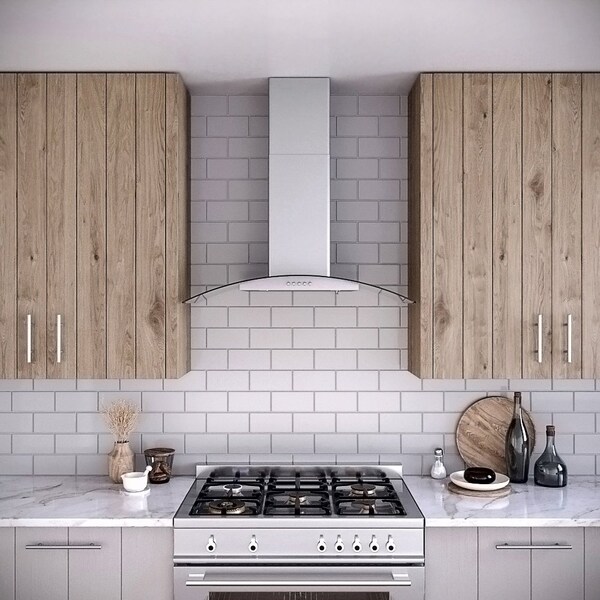 Streamline 36 in. Borsari Ducted Wall Mount 220 CFM Range Hood in Brushed Stainless Steel - T-8065-1-DT