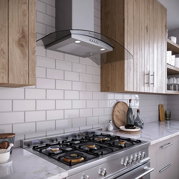 Streamline 36 in. Borsari Ducted Wall Mount 220 CFM Range Hood in Brushed Stainless Steel - T-8065-1-DT