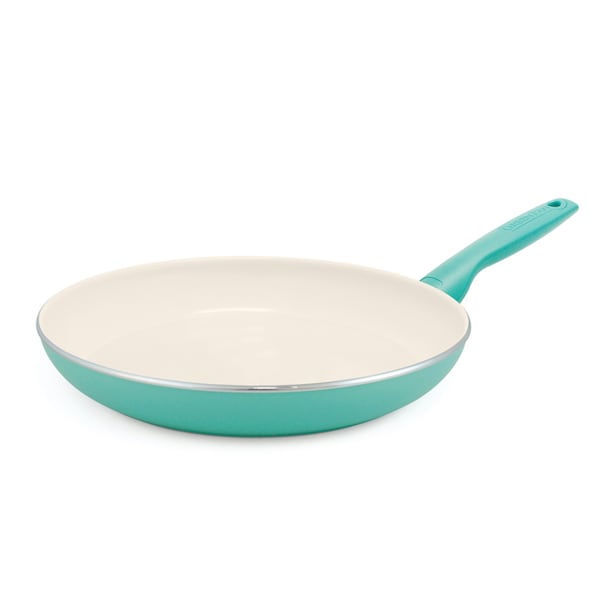 The Cookware Co GreenPan Rio Ceramic Coated Aluminum Fry Pan 12 in. Turquoise - CC002479-001