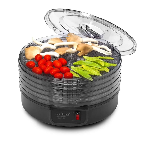 Nutrichef Electric Countertop Food Dehydrator, Food Preserver (Black) - PKFD14BK