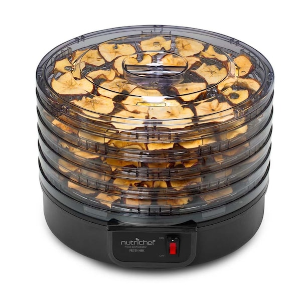 Nutrichef Electric Countertop Food Dehydrator, Food Preserver (Black) - PKFD14BK