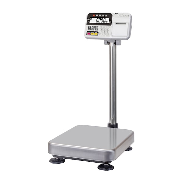 A&D Weighing Platform Scale, 15/30/60X0.005/0.01/0.02kg w/ Compact Printer, Legal for Trade - HV-60KCP