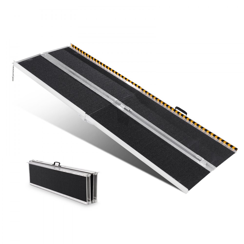 VEVOR Portable Wheelchair Ramp, 8 ft 800 lbs Capacity, Non-Slip Aluminum Folding Threshold Ramp, Foldable Mobility Scooter Ramp Wheel Chair Ramp, Handicap Ramp for Home Steps, Stairs, Doorways, Curbs - ZDKMJPD96YC17MST1V0