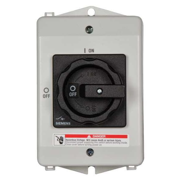 Interruptor de seguridad Siemens no fusible, resistente, 600V AC, 3PST, 30 A, NEMA 1, 12K, 4X - 3LD22642TW510US2
