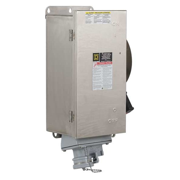 Interruptor de seguridad de fusible Square D, resistente, 600V CA, 3PST, 30 A, NEMA 12, 3, 3R, 4, 4X, 5 - H361DSWC