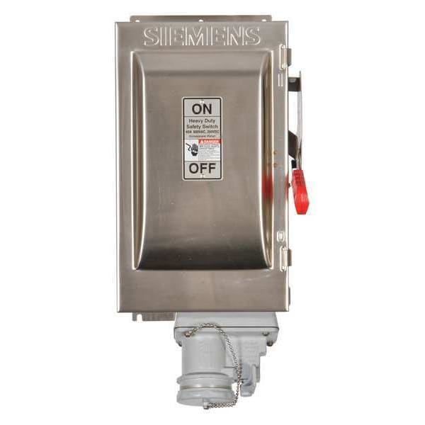 Interruptor de seguridad con fusible Siemens, servicio pesado, 600V CA, 3PST, 100 A, NEMA 4 - HF363SCH