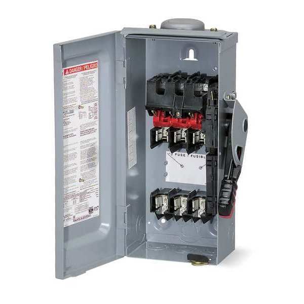 Interruptor de seguridad Square D no fusible, servicio pesado, 600 V CA/CC, 2 fusibles de poliallo, 600 A, NEMA 3R - HU266R