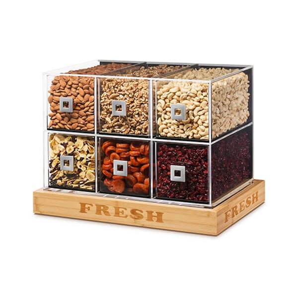 Rossetto 6 Drawer Acrylic Bakery Case with Fresh Bamboo Base - BD114