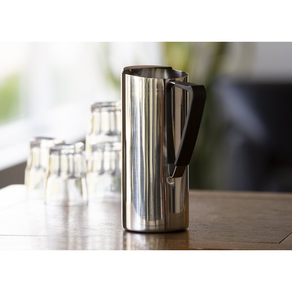 Service Ideas Slim Water Pitcher, 1.6L Double Wall Stainless Steel, Polished - X7DWPS