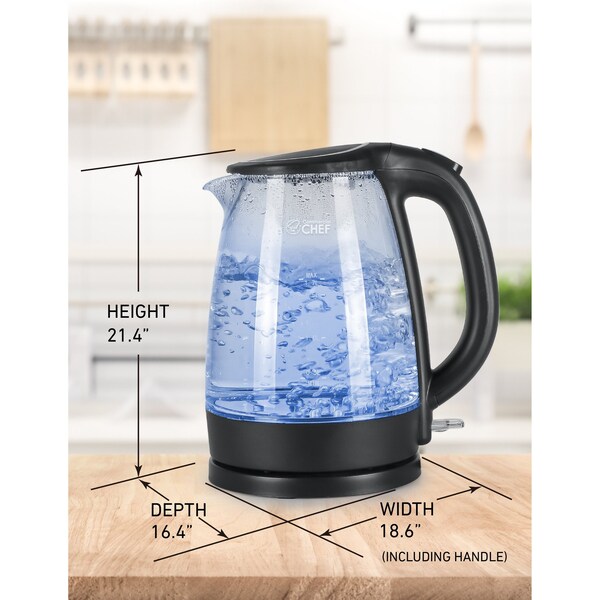 Commercial Chef 1.7L Cordless Glass Kettle - CHK17M2GB