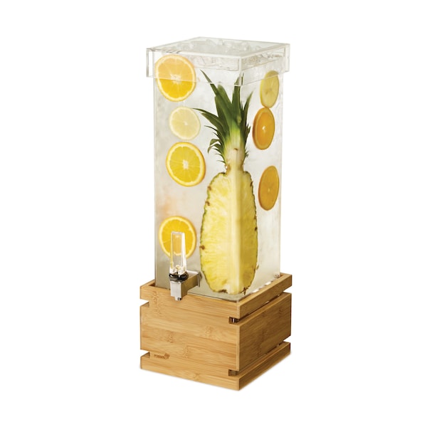Rosseto Serving Solutions Square 2 Gal. Beverage Dispenser with Bamboo Base and Capped Lid, 1 EA - LD179