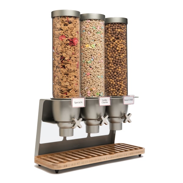 Rosseto Serving Solutions EZ-SERV® 1.3 Gal. 3-Container Tabletop Dispenser with Bamboo Tray, 1 EA - EZ547