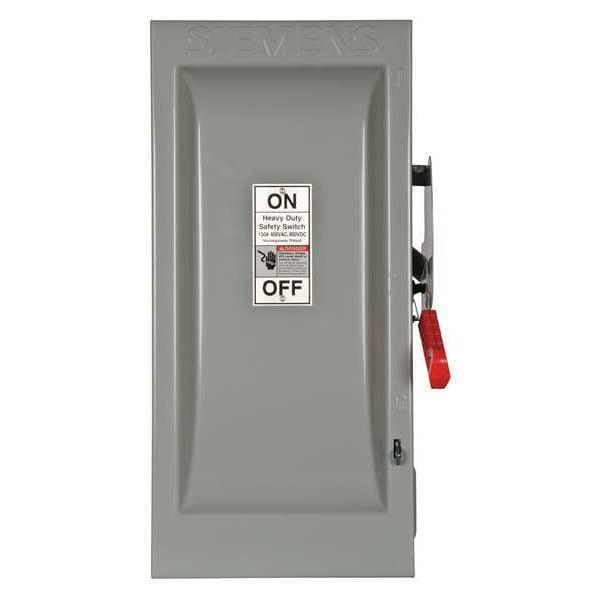 Interruptor de seguridad con fusible Siemens, resistente, 600V AC, 2PST, 100 A, NEMA 1 - HF263.