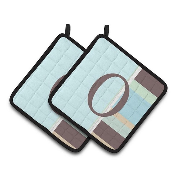 Carolines Treasures Letter O Initial Monogram - Blue Stripes Pair of Pot Holders, 7.5 x 3 x 7.5 in. - CJ1003-OPTHD