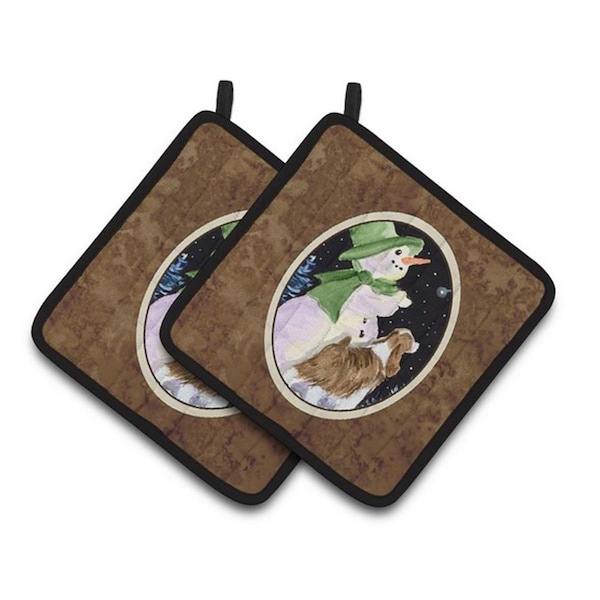 Carolines Treasures Snowman with English Springer Spaniel Pair of Pot Holders, 7.5 x 3 x 7.5 in. - SS8949PTHD
