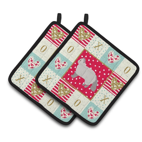 Carolines Treasures 7.5 x 7.5 in. Selkirk Rex No.2 Cat Love Pair of Pot Holders - CK5702PTHD