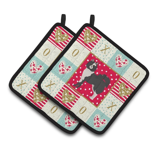 Carolines Treasures 7.5 x 7.5 in. Elo Dog No.2 Love Pair of Pot Holders - CK5829PTHD