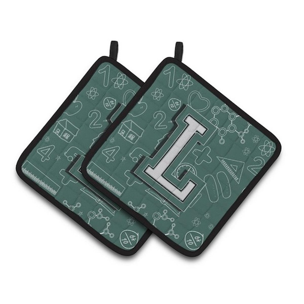 Carolines Treasures Letter L Back to School Initial Pair of Pot Holders, 7.5 x 3 x 7.5 in. - CJ2010-LPTHD