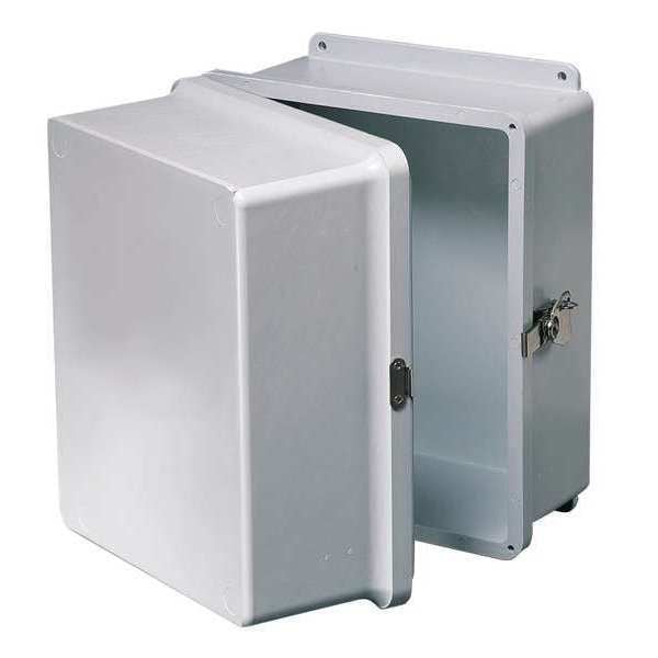Wiegmann Fiberglass Electrical Enclosures, 9.73 in H, 7.84 in D, 8 in W, NEMA 4X, 12, Hinged - HW-J10088XD