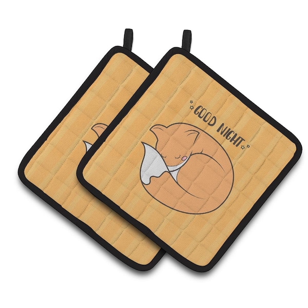 Carolines Treasures Nursery Good Night Fox Pair of Pot Holders - BB7477PTHD