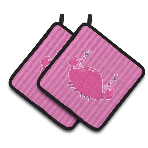 Carolines Treasures Pink Crab Pair of Pot Holders - BB7129PTHD