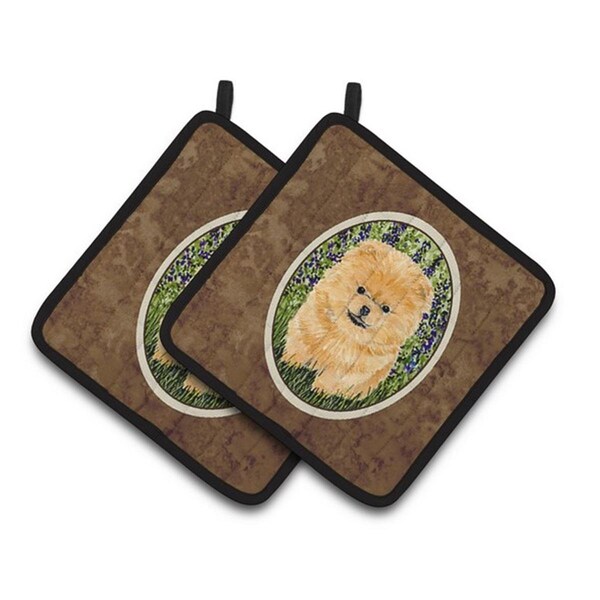 Carolines Treasures Pomeranian Pair of Pot Holders, 7.5 x 3 x 7.5 in. - SS8746PTHD