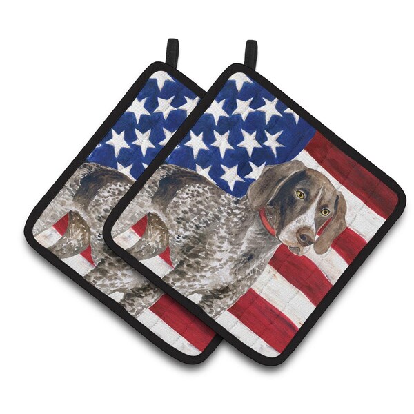 Carolines Treasures German Shorthaired Pointer Patriotic Pair of Pot Holders - BB9641PTHD