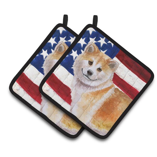Carolines Treasures Shiba Inu Patriotic Pair of Pot Holders - BB9678PTHD