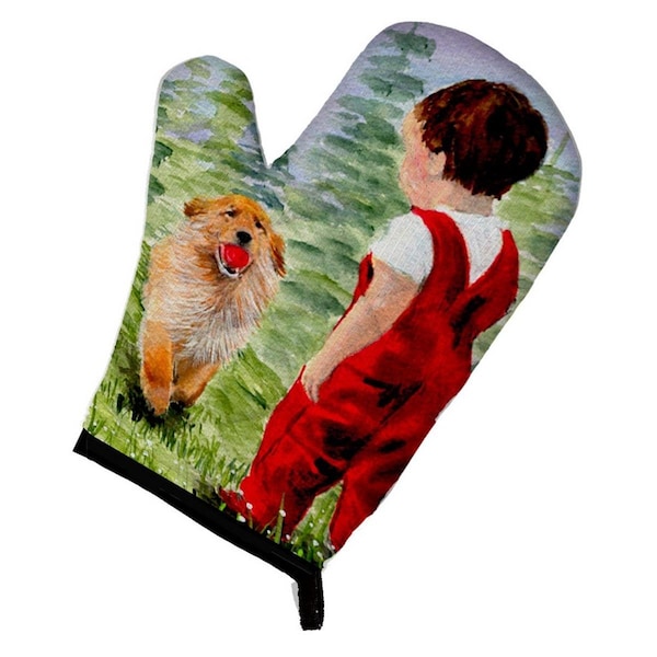 Carolines Treasures Little Boy with His Golden Retriever Oven Mitt - SS8545OVMT
