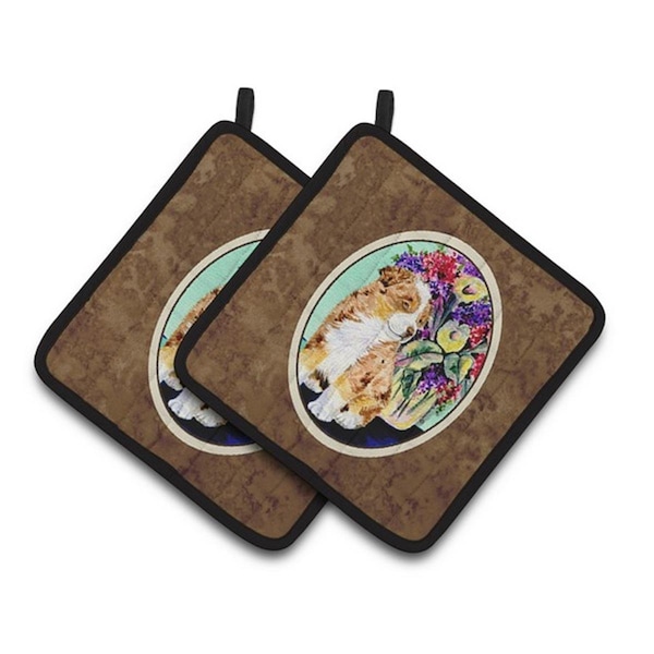 Carolines Treasures Australian Shepherd Pair of Pot Holders, 7.5 x 3 x 7.5 in. - SS8312PTHD