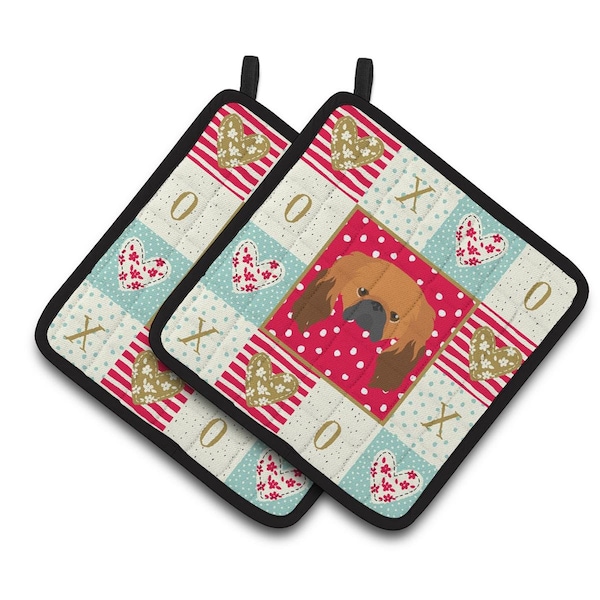 Carolines Treasures 7.5 x 7.5 in. Pekingese Love Pair of Pot Holders - CK5225PTHD