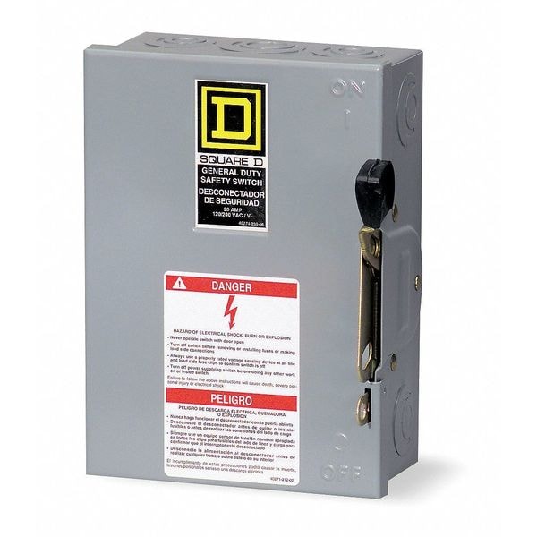Interruptor de seguridad fusible Square D, deber general, 240V CA/CC, 2PST, 400 A, NEMA 1 - D225N