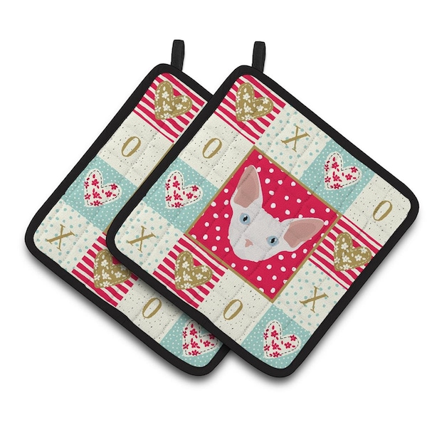 Carolines Treasures 7.5 x 7.5 in. Sphynx Cat Love Pair of Pot Holders - CK5170PTHD