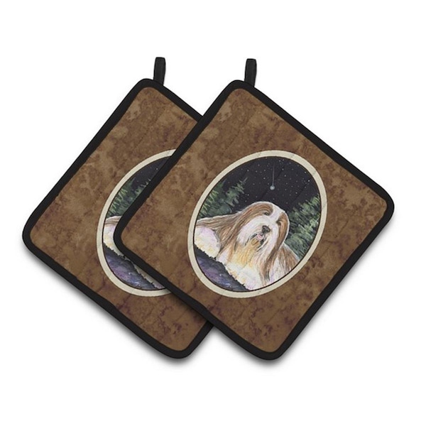 Carolines Treasures Starry Night Bearded Collie Pair of Pot Holders, 7.5 x 3 x 7.5 in. - SS8529PTHD