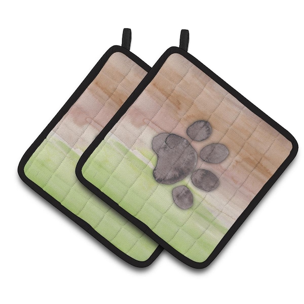 Carolines Treasures Dog Paw Watercolor Pair of Pot Holders - BB7359PTHD