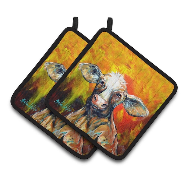 Carolines Treasures Happy Cow Pair of Pot Holders - MW1331PTHD
