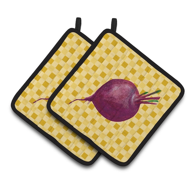 Carolines Treasures Beet Root on Basketweave Pair of Pot Holders - BB7185PTHD
