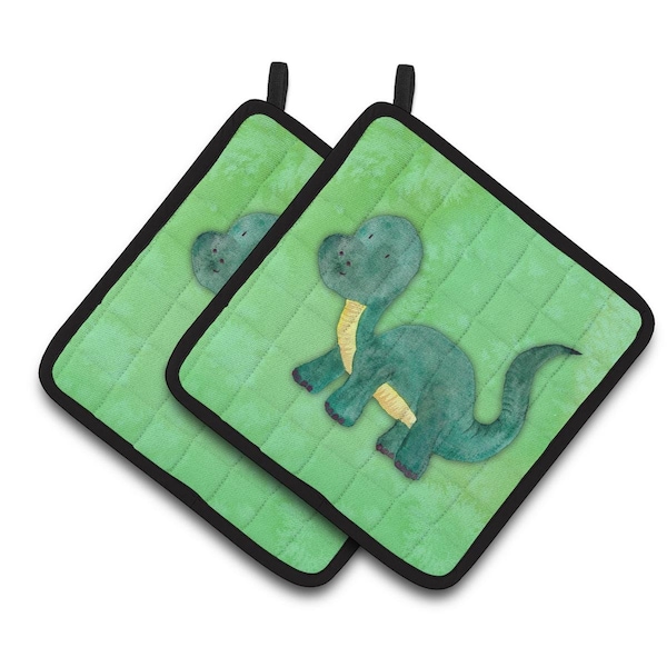 Carolines Treasures Brontosaurus Watercolor Pair of Pot Holders - BB7404PTHD