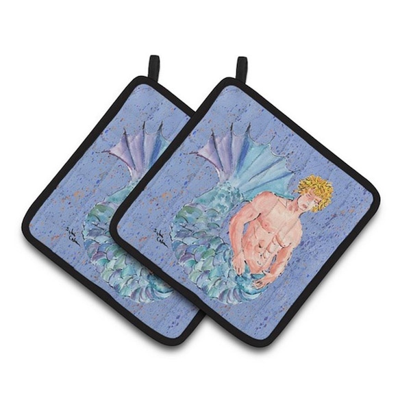 Carolines Treasures Merman Pair of Pot Holders, 7.5 x 3 x 7.5 in. - 8347PTHD