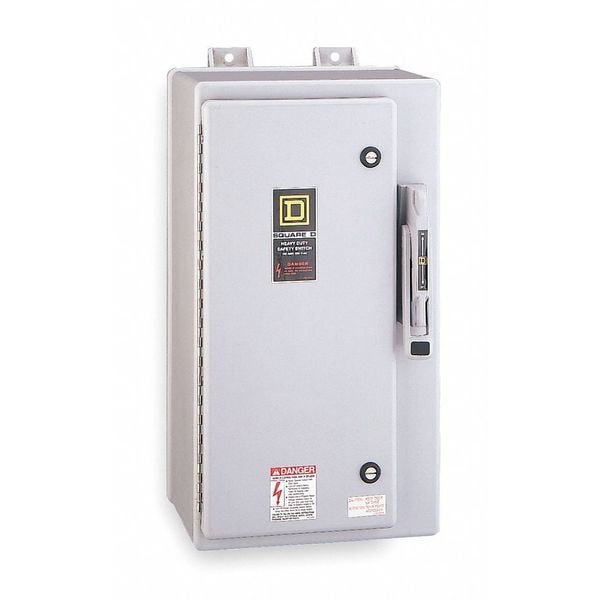 Interruptor de seguridad de un solo tiro con fusible Square D, servicio pesado, 600V AC, 3PST, 30 A, NEMA 4X - H361DX