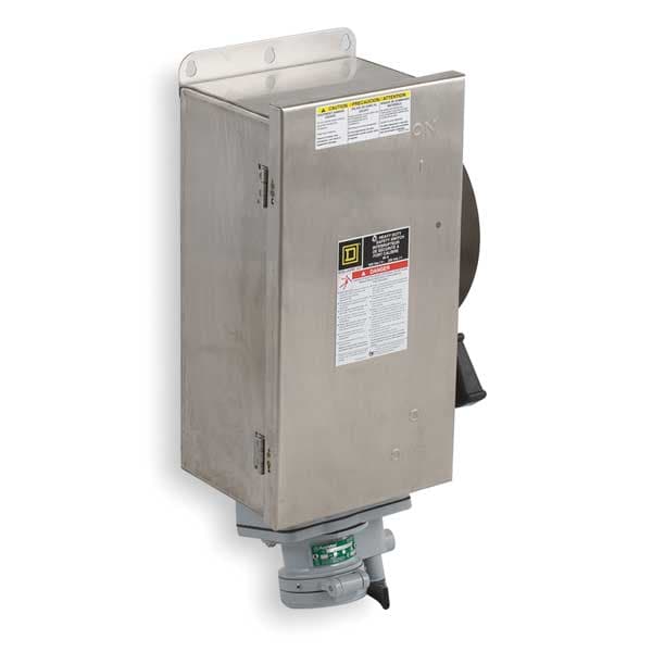 Interruptor de seguridad de un solo tiro sin fusibles Square D, resistente, 600V AC, 3PST, 100 A, NEMA 12, 3, 3R, 4, 4X, 5 - HU363DSWA